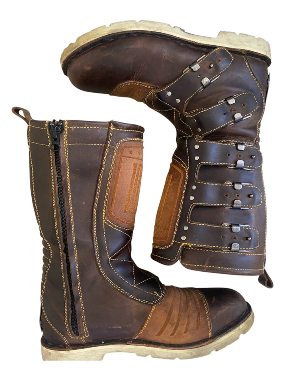 Icon 1000 Elsinore Oiled 
Brown Leather Motorcycle Boots
Buckle Rugged Biker 8.5 - Picture 13 of 17